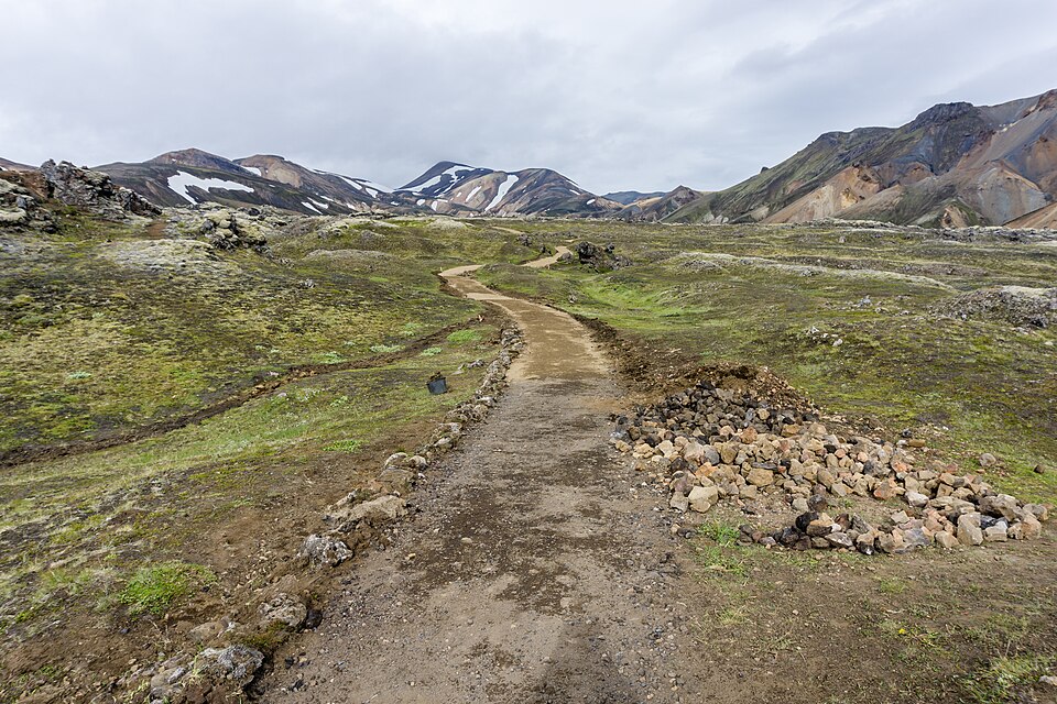 Hiking trail landscape in Iceland highlands